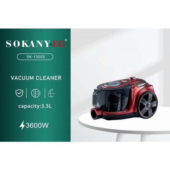 مكنسة كهربائية سوكاني SK-13003 بقوة 3600 وات وسعة 3.5 لتر، لون أحمر مكنسة كهربائية سوكاني SK-13003 بقوة 3600 وات وسعة 3.5 لتر، لون أحمر